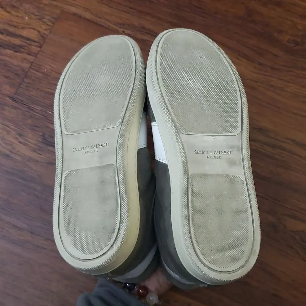 Saint Laurent Gray Suede Hightop Sneakers Size 37 Edgy Streetwear Chic Feminine